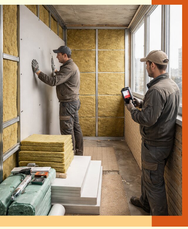 Утепление балкона в Кимовске от 4639 руб. под ключ | ТепломастерКмв